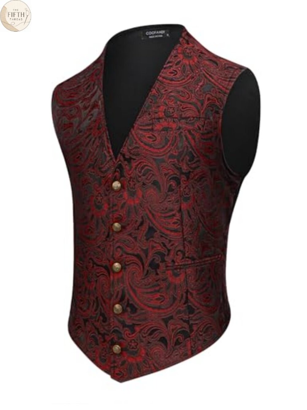 Men's Paisley Victorian Steampunk V-Neck Tuxedo Vest Waistcoat Slim Fit XL